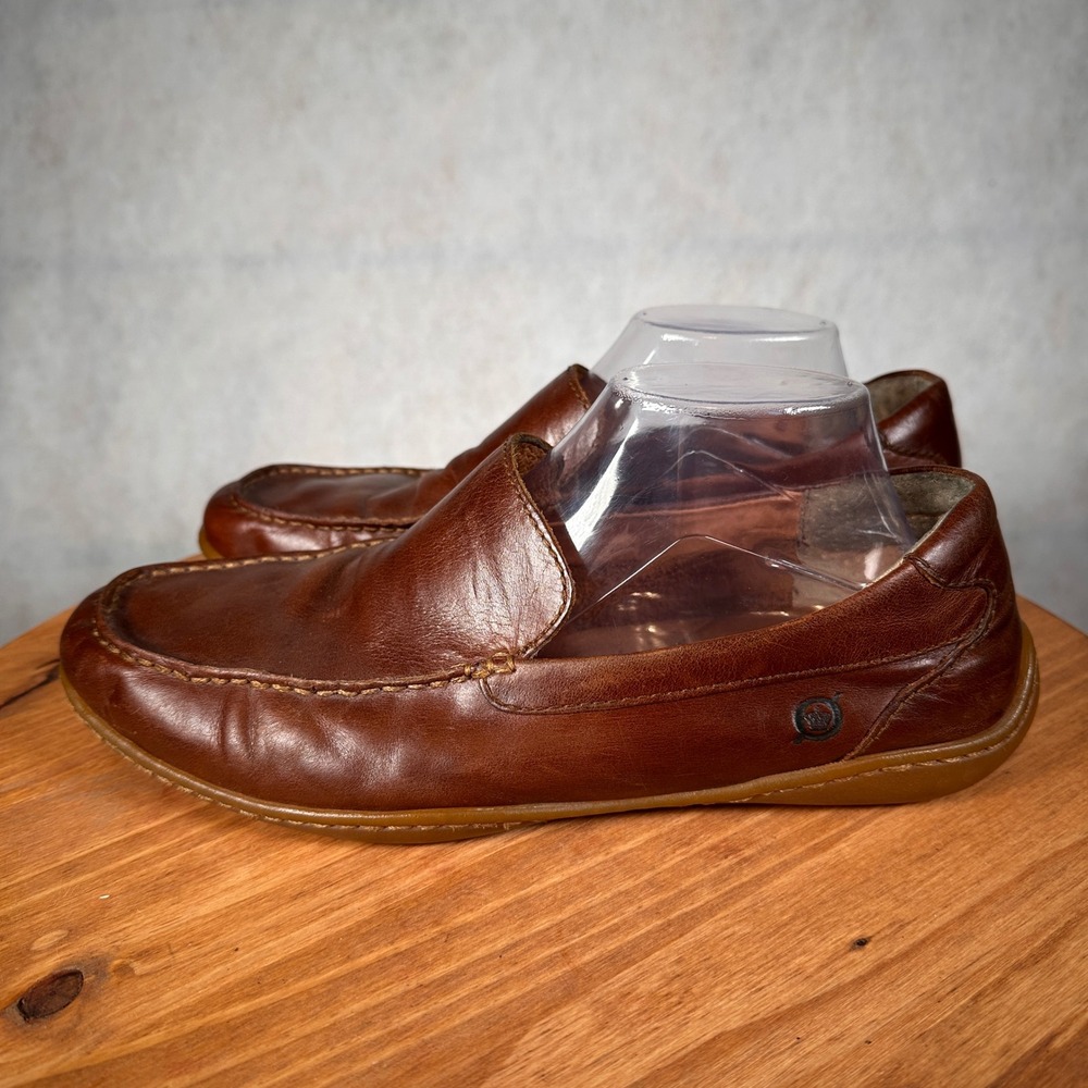 Born Loafers Mens 10.5 Brown Good Leather Slip On Moc Toe H30916 Handcrafted - Picture 9 of 15